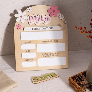 Custom First and Last Day School Sign, Dry Erase Wooden Board, Back to School Photo Prop, Preschool to Kindergarten Sign