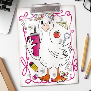 Personalized Teacher Clipboard: Watercolor School Theme, Custom Name