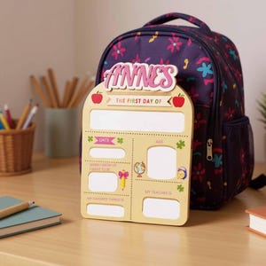 Custom Wooden First Day of School Sign: Personalized Photo Prop