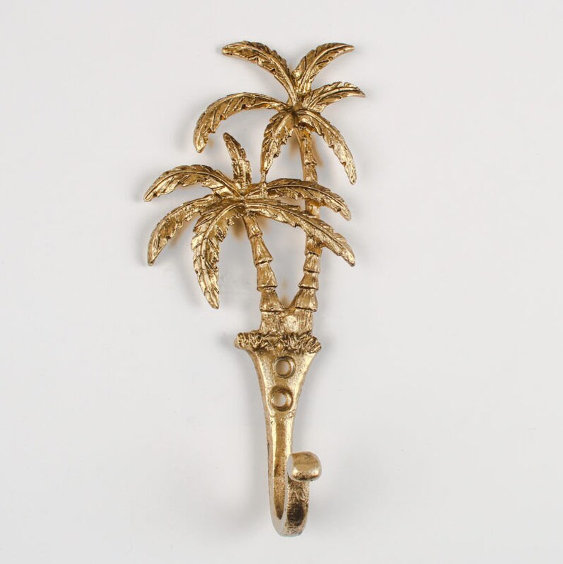 Gold Palm Tree Wall Hook Clothes Keys Hanging Knob Nautical Etsy