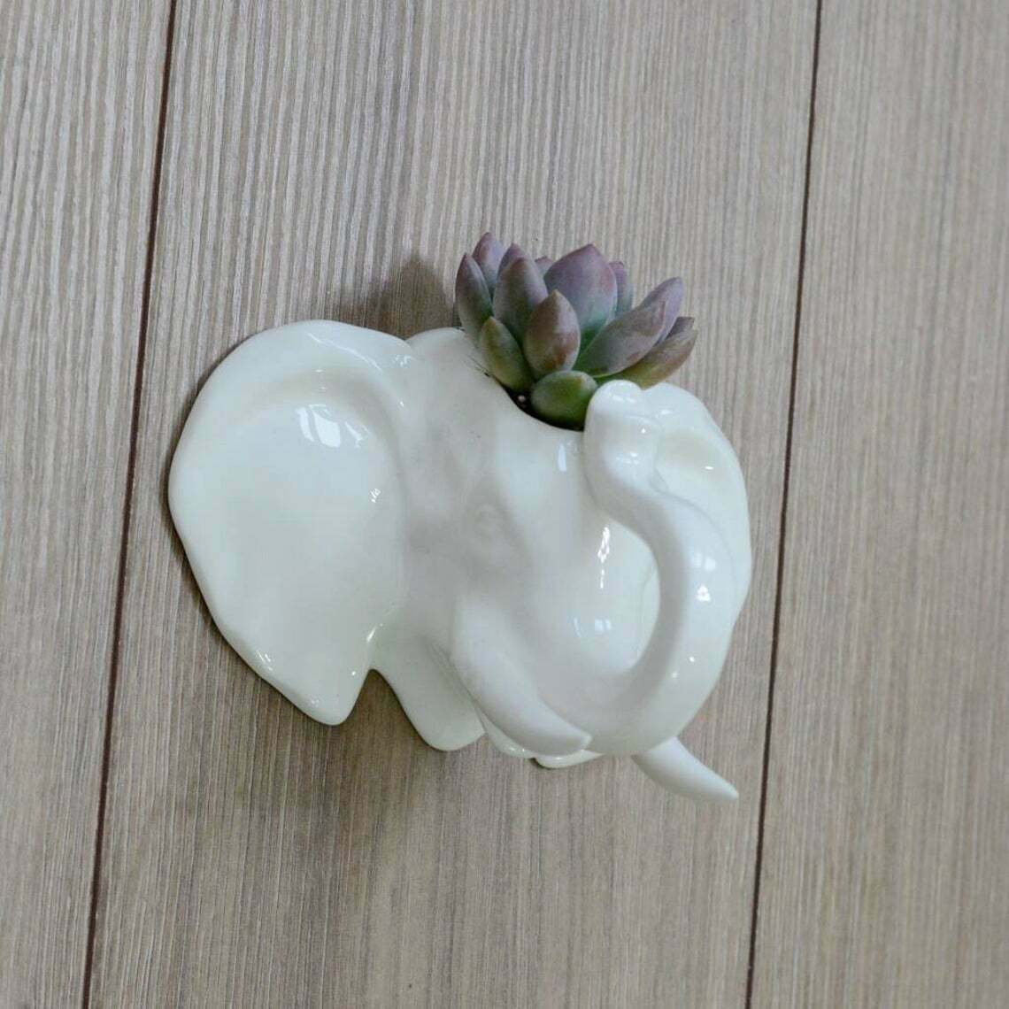 White Ceramic Elephant Head Wall Hanging Plant Pot Flower Etsy UK