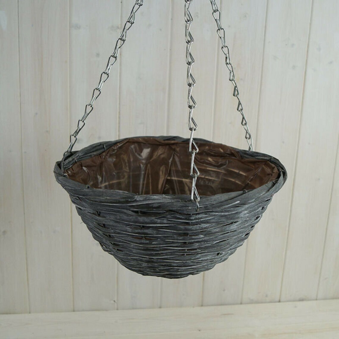 grey wicker hanging baskets