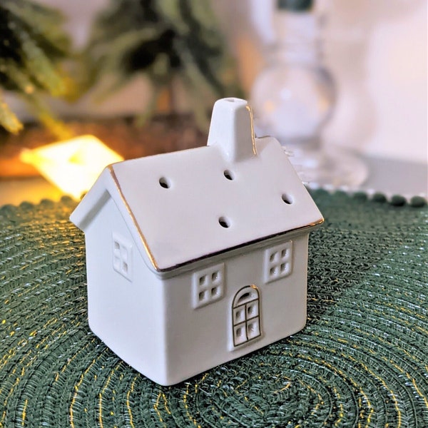 White Ceramic House Christmas Etsy
