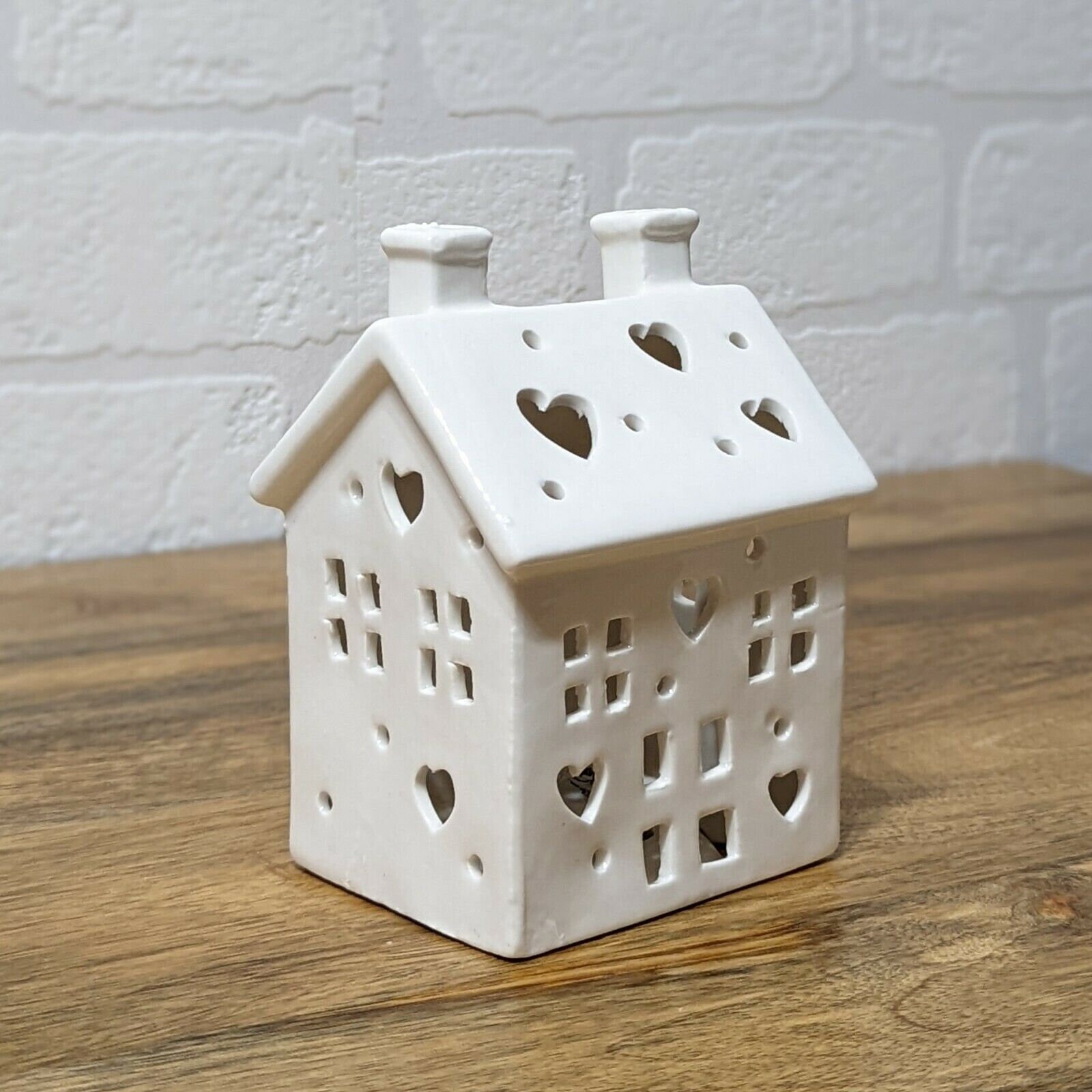 White Ceramic Warm LED Light up House Heart Christmas Etsy