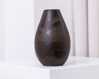 Studio ceramic vase by Elisabeth Dunker - organic shape in dark brown - Mid Century Studio Ceramic - 1960s