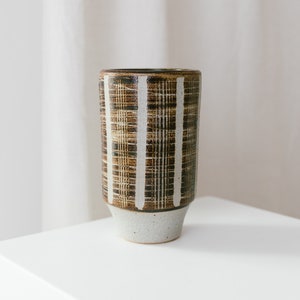 Vintage Studio ceramic vase - relief vase brown beige - Mid Century Design - 1960s