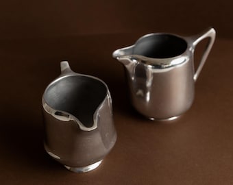 Vintage Picquot Ware Milk Jug / Creamer / Pitcher & Open Sugar