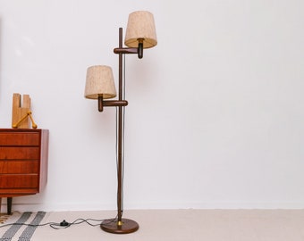 Temde Wooden Floor Lamp with 2 Lampshades - Mid Century Design - 1960s