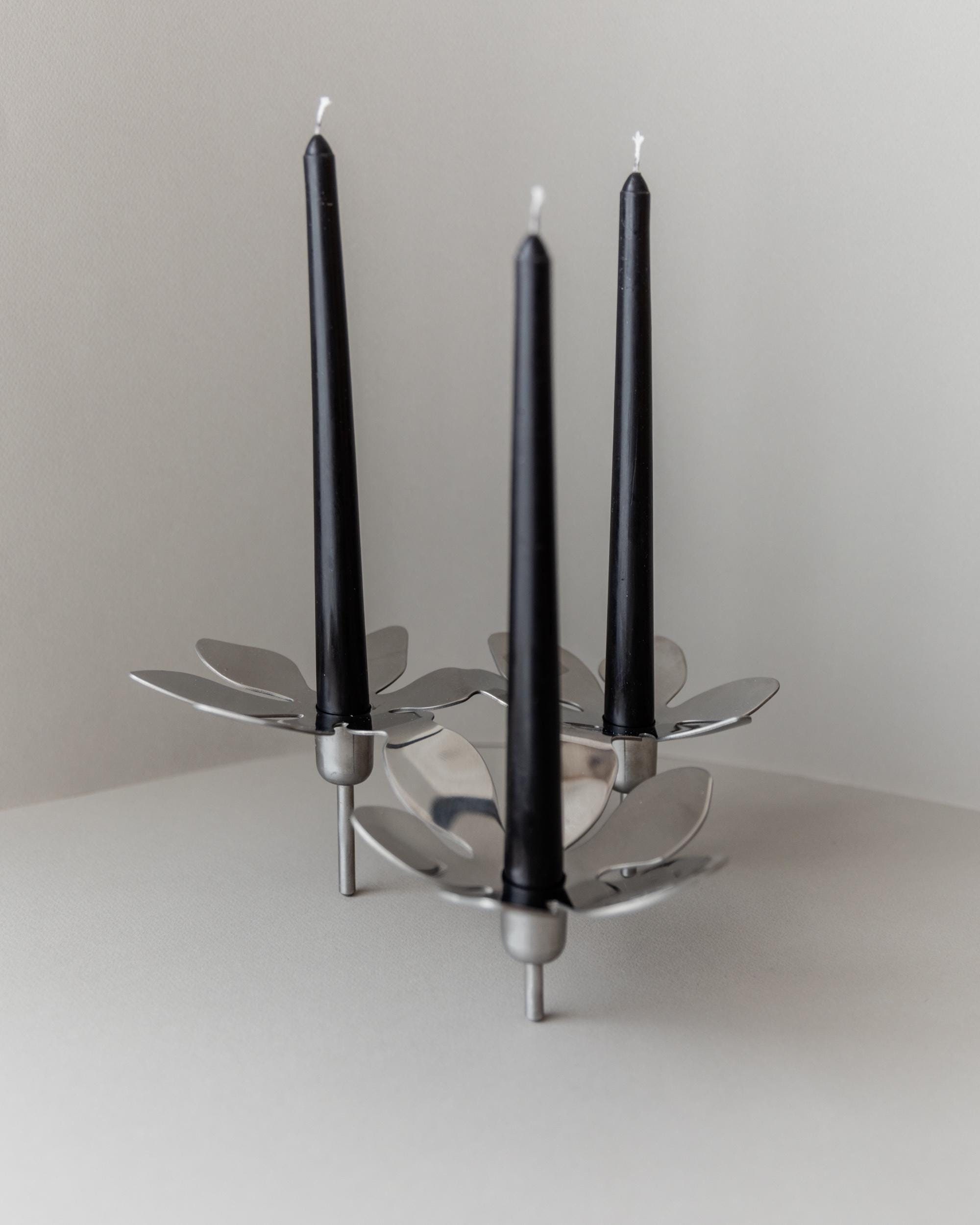 Vintage candle holder by Monica Mulder for Ikea - flower shape in stainless steel for 3 candles - Sweden 90s, elegant table decoration, gift