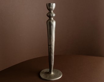 Brutalist vintage candlestick - heavy metal, classic design - Sweden 70s - Decorative lighting, gift idea, candlestick