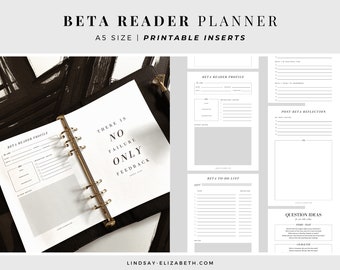 Beta Reader Planner for Writers, A5 | Printable PDF Inserts | Aesthetic Writing Planner | Author Planner | Beta Reading | Editing Planner