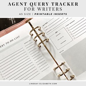 Agent Query Tracker, A5 | Printable PDF Inserts | Agent Queries Log | Publisher Queries | Aesthetic Planner for Authors & Writers
