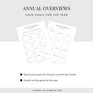 Writing Goals Bundle, A5 Printable PDF Inserts Project Goals Word Count Tracker NaNoWriMo Tracker Planner for Authors & Writers image 3