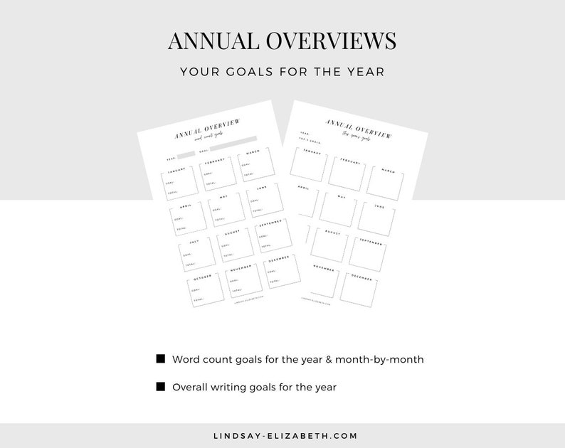 Writing Goals Bundle, A5 Printable PDF Inserts Project Goals Word Count Tracker NaNoWriMo Tracker Planner for Authors & Writers image 3