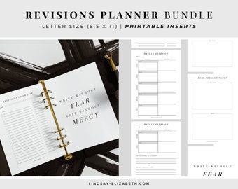 writing book planner Revisions Planner for Writers, Letter Size | Printable PDF Inserts | Writing Planner | Author Planner | Editing Planner | Novel Editing