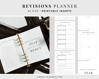 Revisions Planner for Writers, A5 | Printable PDF Inserts | Aesthetic Writing Planner | Author Planner | Editing Planner | Novel Editing