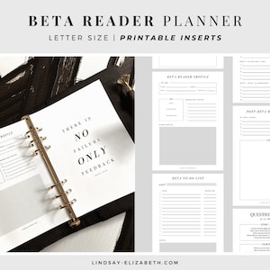 Planificador Beta Reader para escritores, tamaño carta, insertos PDF imprimibles, planificador estético de escritura, planificador de autores, planificador de revisiones