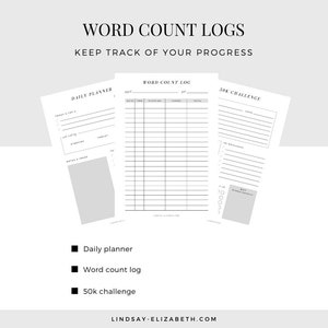 Writing Goals Bundle, A5 Printable PDF Inserts Project Goals Word Count Tracker NaNoWriMo Tracker Planner for Authors & Writers image 4