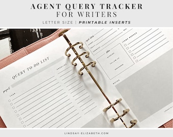 Agent Query Tracker, Letter Size | Printable PDF Inserts | Agent Queries Log | Publisher Queries | Aesthetic Planner for Writers