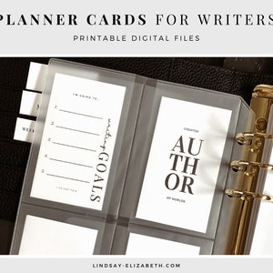 Planner Cards for Writers, Set of 10 | Word Count Tracker | Writing Goals Tracker | Inspiring Quotes for Writers and Authors | Printable PDF