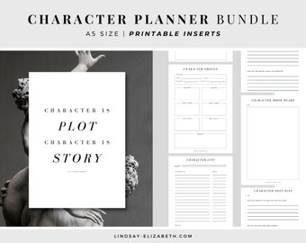 Character Planner Bundle, A5 | Printable PDF Inserts | Character Worksheets | Novel Planning | NaNoWriMo | Planner for Writers