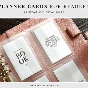 Planner Cards for Readers, Set of 10 | Reading Log | Reading Goals Tracker | Inspiring Quotes for Book Lovers | Printable PDF