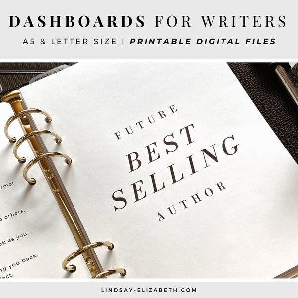 Planner Dashboards for Writers, A5 & Letter Size | Inspiring Quotes for Writers and Authors | Printable PDF Inserts