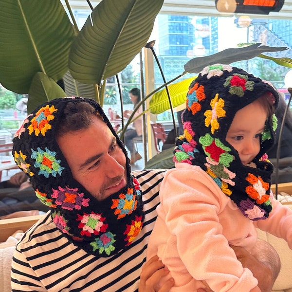 Ensemble de cagoule père fille, ensemble de chapeaux mère fille, cagoule pour enfants, chapeau père fille, cadeau de Noël pour bébé