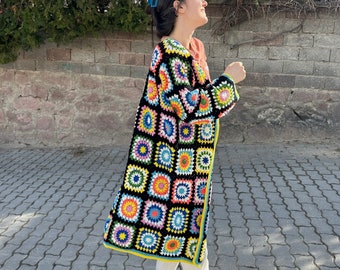 Granny Square Cardigan, Crochet Cardigan, Afghan Crochet, Granny Square Coat, Boho Cardigan, Granny Square Sweater, Granny Square Patchwork