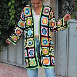 Granny Square Cardigan Crochet Cardigan Afghan Crochet - Etsy
