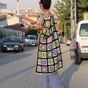 Granny Square Cardigan, Crochet Cardigan, Afghan Crochet, Granny Square Coat, Boho Cardigan, Granny Square Sweater, Long Granny Square Coat