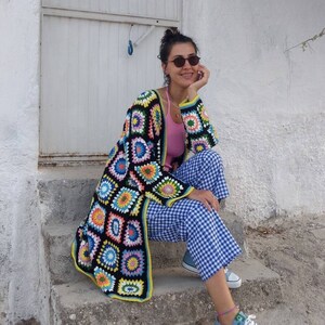 Granny Square Cardigan, Crochet Cardigan, Afghan Crochet, Granny Square Coat, Boho Cardigan, Granny Square Sweater, Long Granny Square Coat