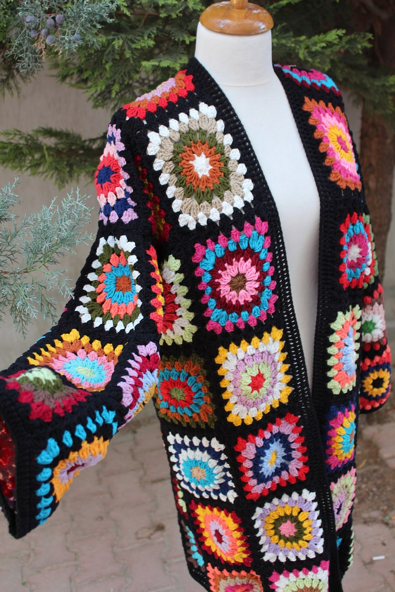 Granny Square Afghan Coat Boho Crochet Jacket Afghan Crochet - Etsy