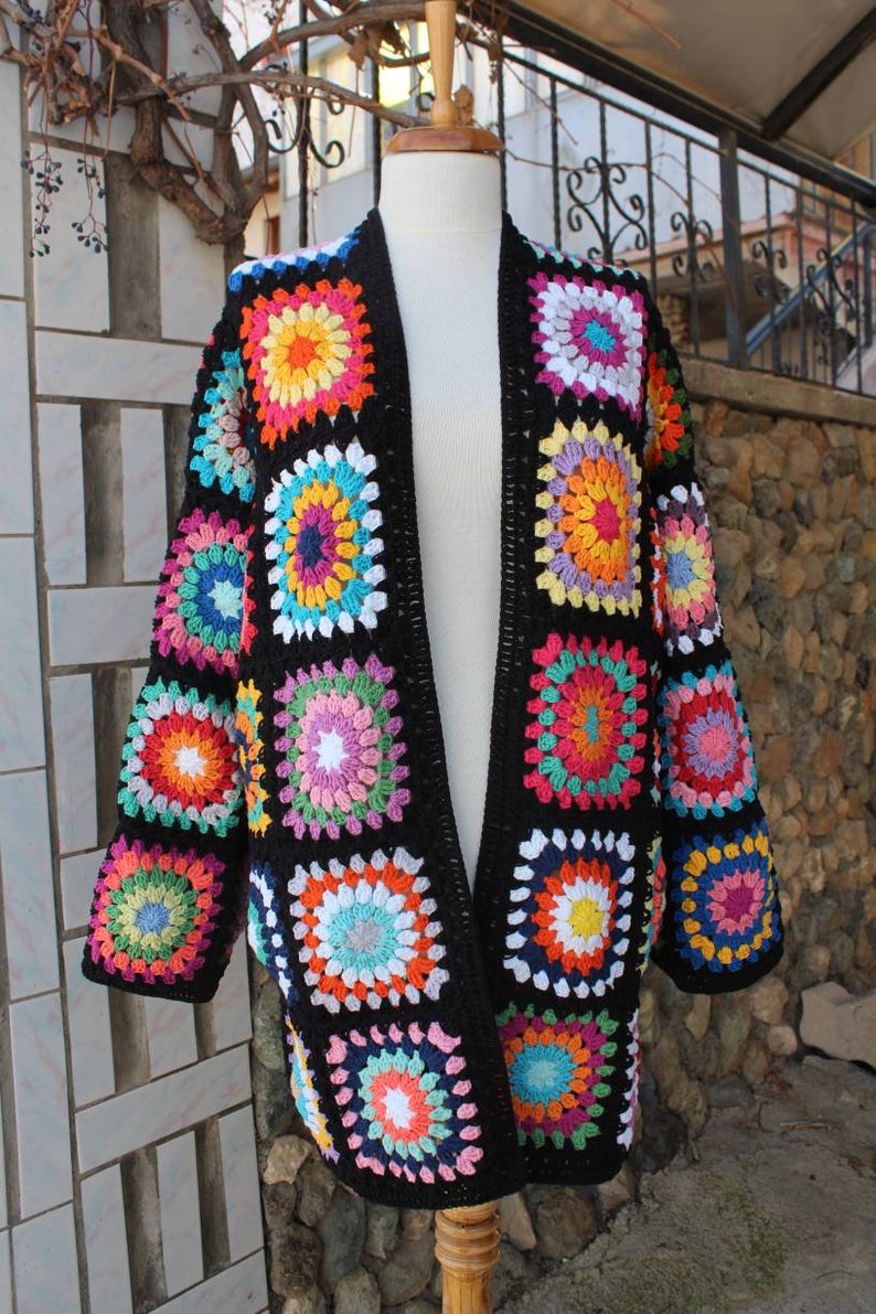 Granny Square Cardigan Crochet Cardigan Granny Square Afghan - Etsy