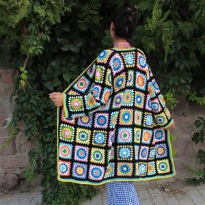 Granny Square Cardigan, Crochet Cardigan, Afghan Crochet, Granny Square Coat, Boho Cardigan, Granny Square Sweater, Long Granny Square Coat