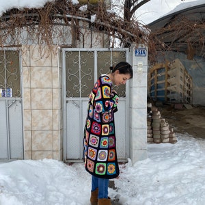 Granny Square Cardigan, Afghan Crochet Sweater, Crochet Coat, Bohemian Cardigan, Boho Style Cardigan, Afghan Coat Woman, Patchwork Cardigan image 10