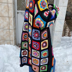 Granny Square Cardigan, Afghan Crochet Sweater, Crochet Coat, Bohemian Cardigan, Boho Style Cardigan, Afghan Coat Woman, Patchwork Cardigan image 5