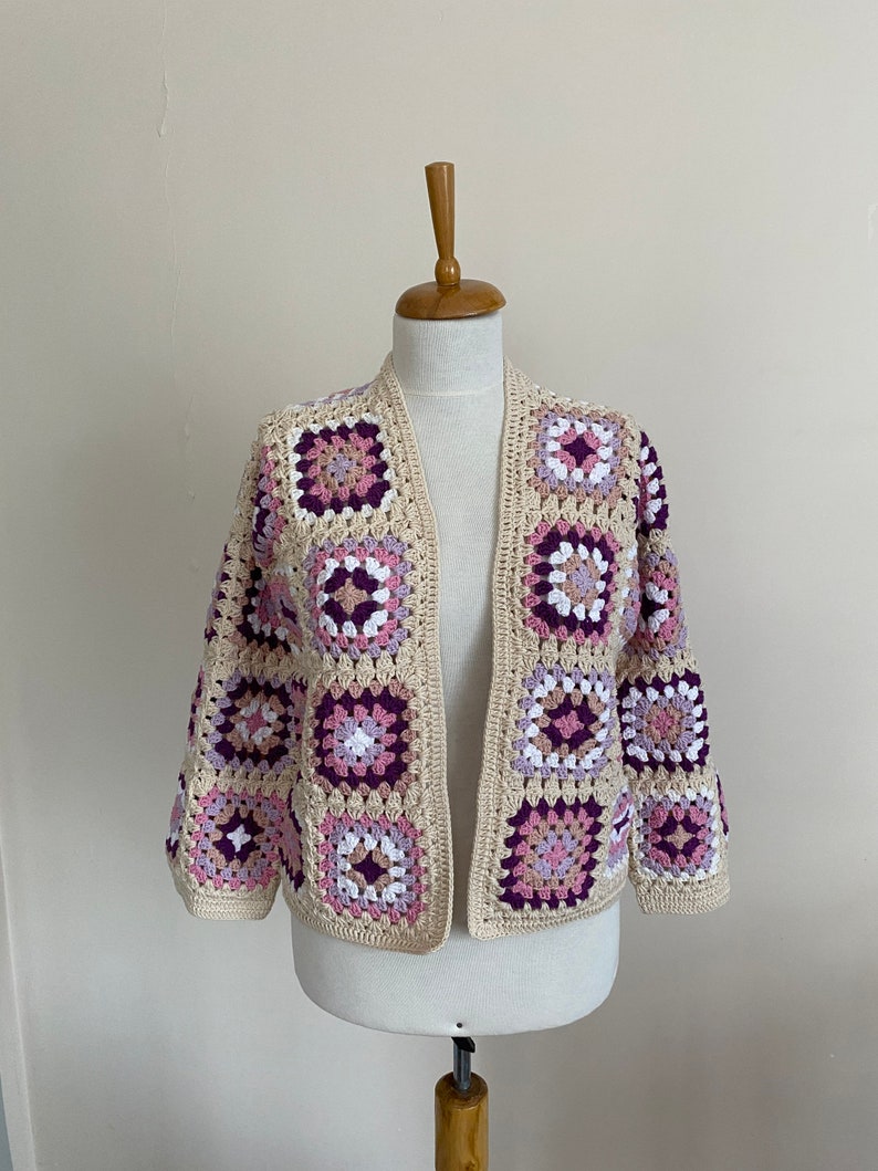 Granny Square Cardigan Crochet Jacket Granny Square Sweater Etsy