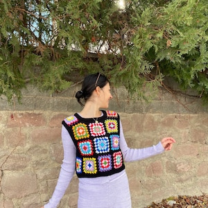 Granny Square Vest, Granny Square Vest, Festival Sweater, Granny Square ...