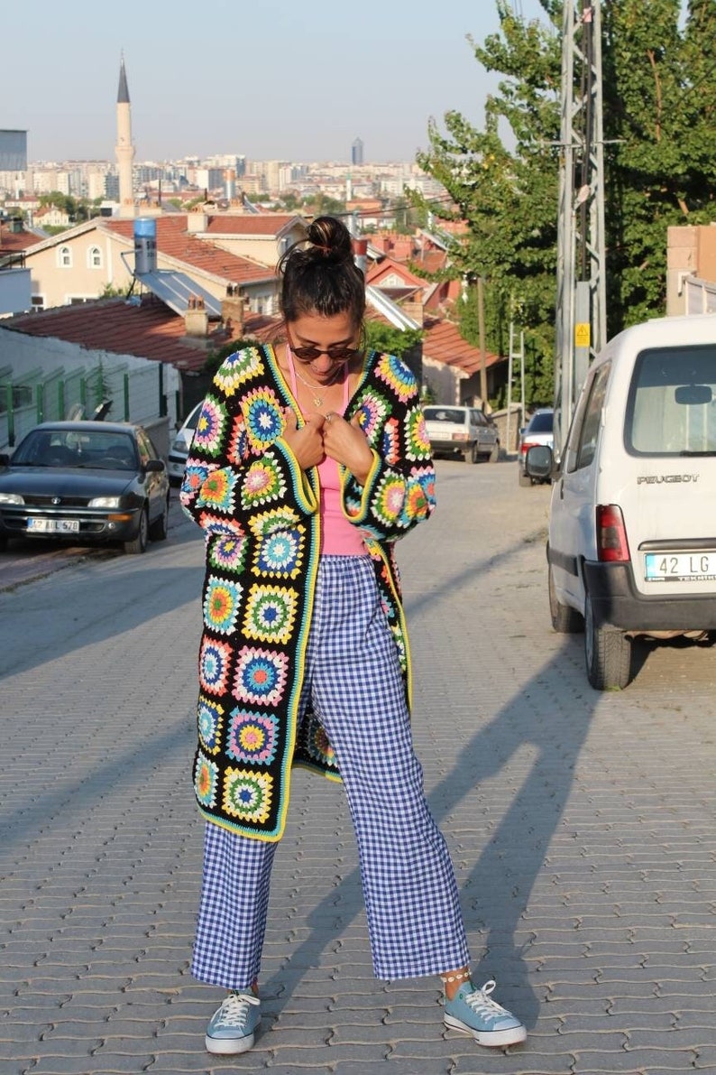 Granny Square Cardigan, Crochet Cardigan, Afghan Crochet, Granny Square Coat, Boho Cardigan, Granny Square Sweater, Long Granny Square Coat