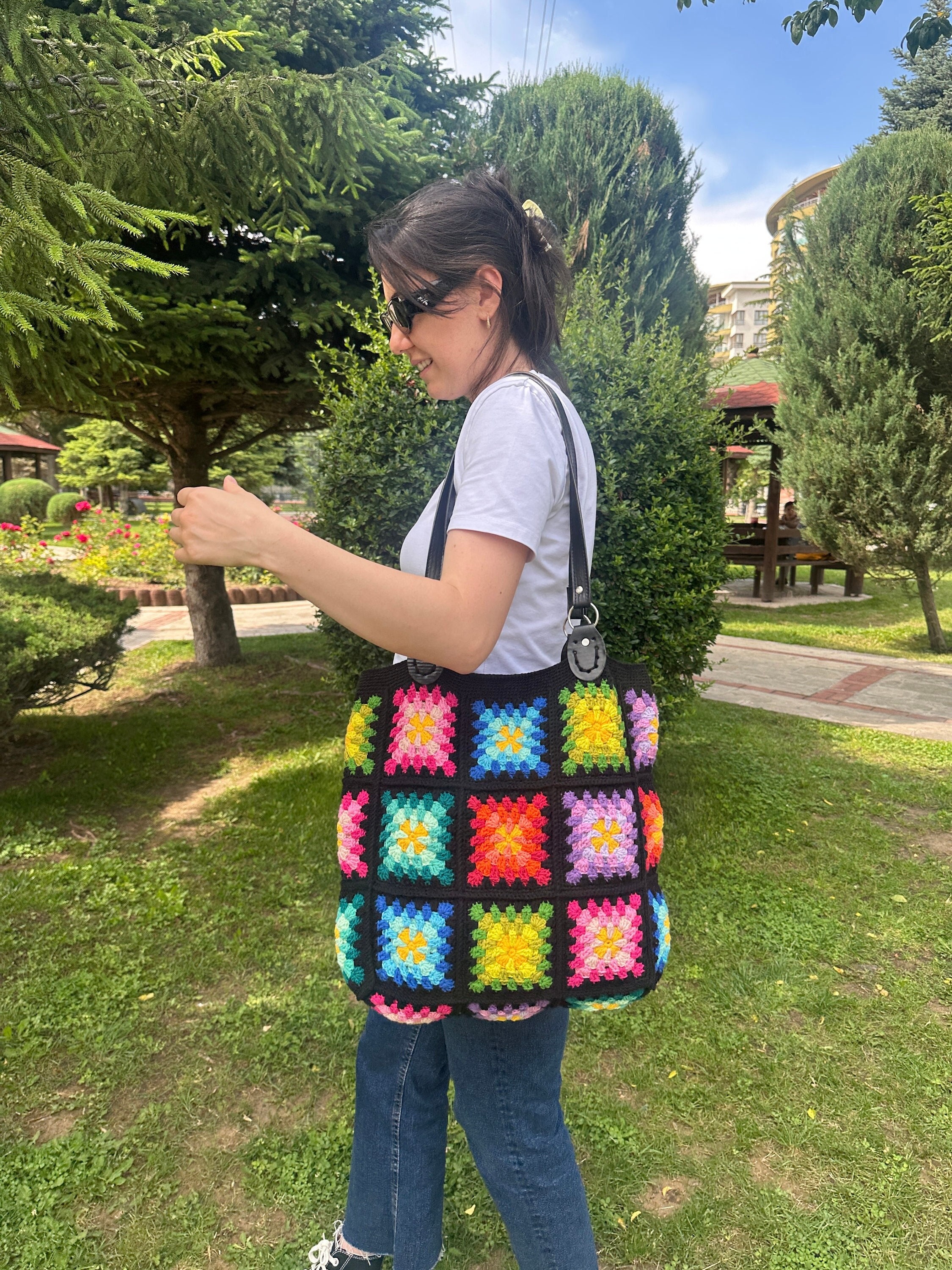 Crochet Bag Granny Square Bag Shoulder Purse Afghan Bag Mama Stuff Bag Crochet Tote Bag Boho Bag Vintage Handmade Bag Bag for Women Etsy UK