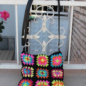Crochet Bag, Granny Square Bag, Crochet Purse, Boho Bag, Crochet Tote Bag, Hippie Bag, Vintage Style, Granny Square Crochet Bag, Retro Bag