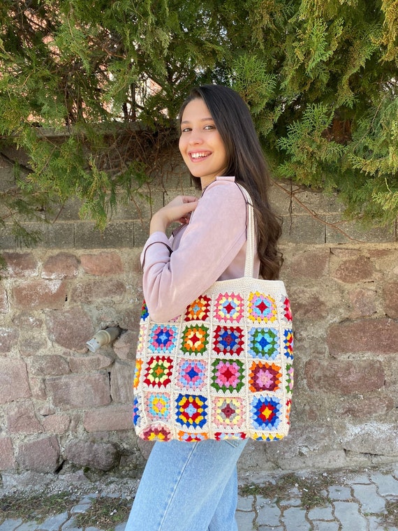 Bolso Granny Square Crudo Bolso Tote Crochet Bolso Crochet Bolso Verano Bolso Boho Estilo Vintage Bolso Granny Square Hombro Regalo Etsy Espana