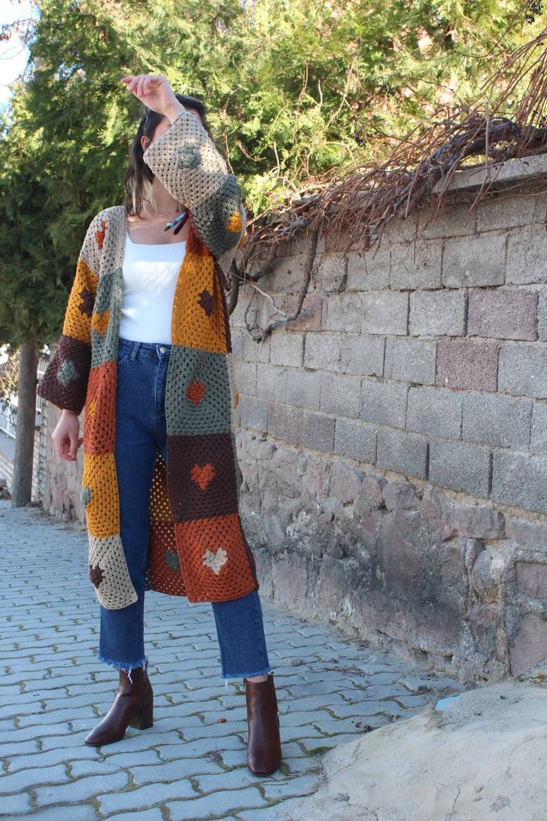 Patchwork Cardigan Granny Square Cardigan Afghan Sweater - Etsy