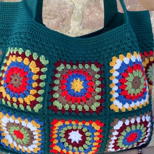 Crochet Bag, Granny Square Bag, Afghan Bag, Hobo Bag, Hippie Bag, Crochet Tote Bag, Retro Bag, Vintage Style, Crochet Purse, Gift for Her image 3
