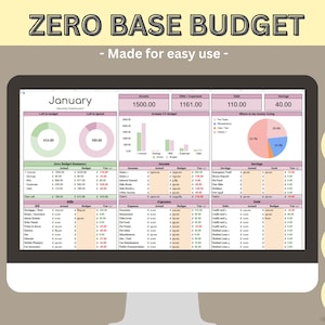 Zero-Based Budget Spreadsheet Template | Personal Finance Planner | Digital Zero-Based Budget Planner | Expense/Income Tracker Beginners