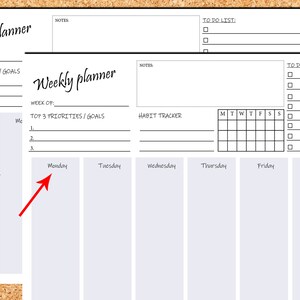 a4 landscape weekly planner weekly planner pdf printable etsy