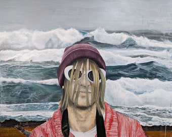 Offshore, Acrylic Portrait and Ocean Wave Landscape Painting on Canvas