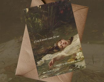 Fate of Ophelia Lyrics and Art Postcard | Landscape Painting | Lyrics and Music Poster