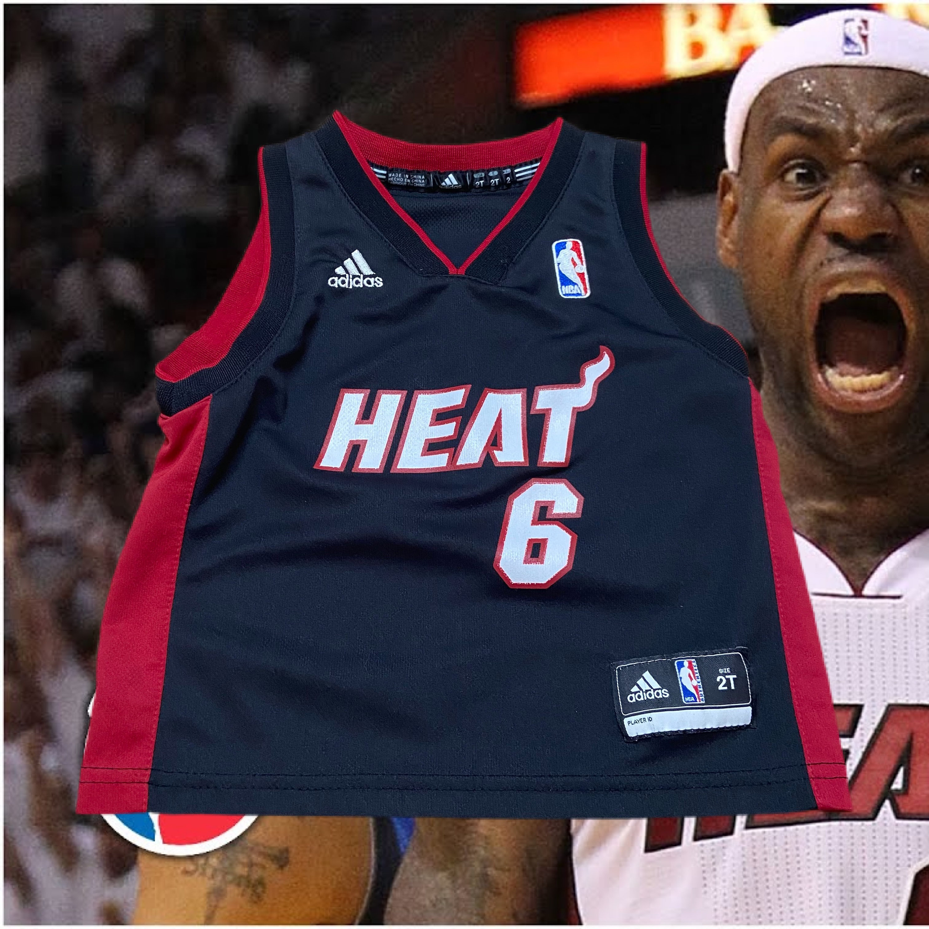 Youth Adidas NBA Miami Heat LeBron James #6 Black Basketball